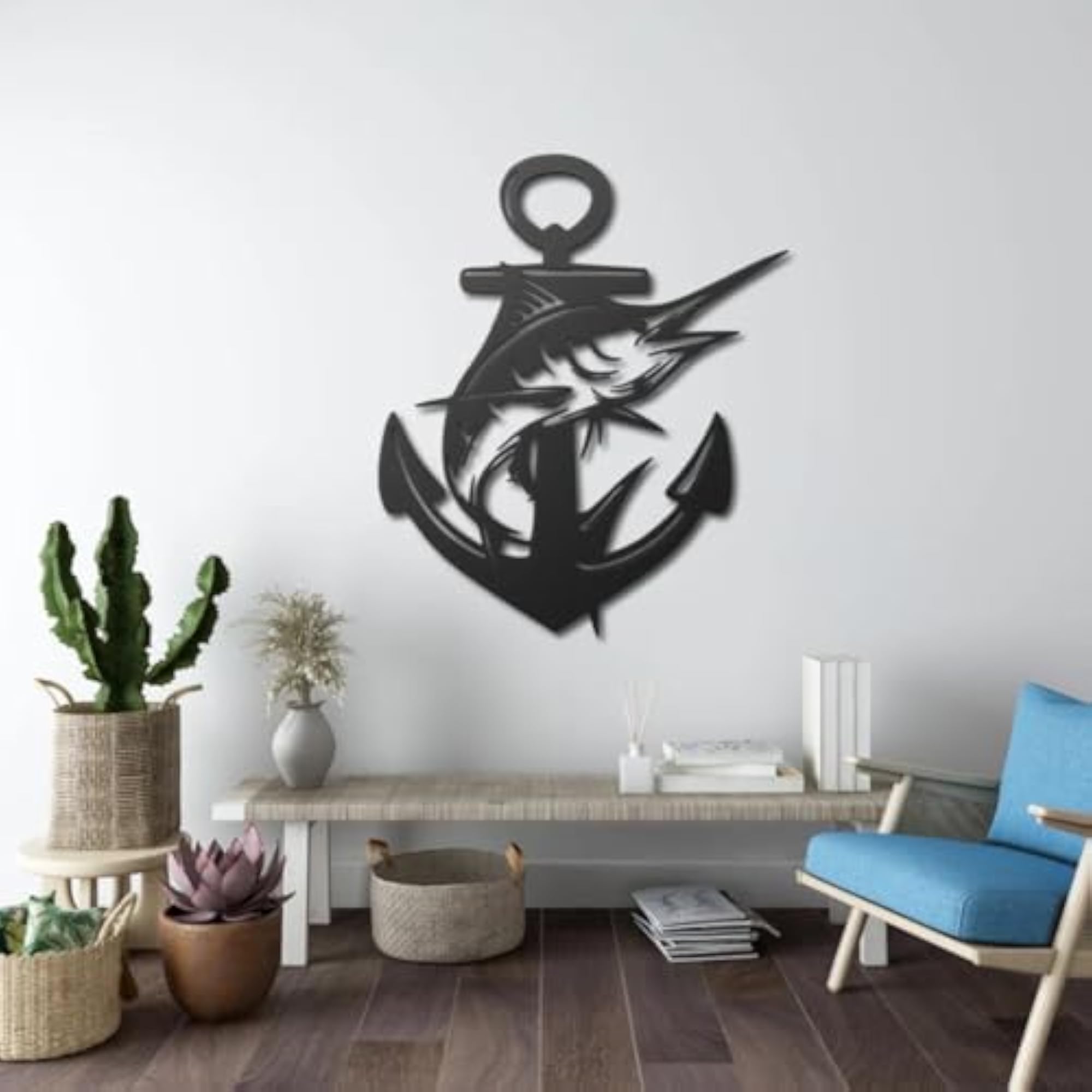 Marlin Fish Metal Wall Art, Coastal Decor